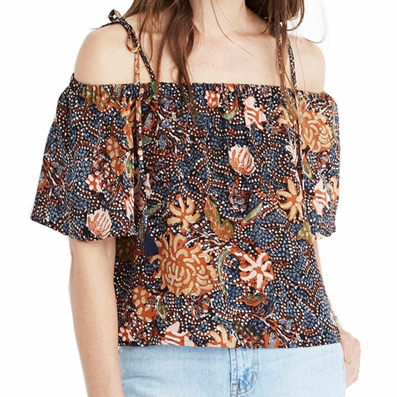 Madewell Tops - Madewell Silk Cold Shoulder Top in Sea Floral